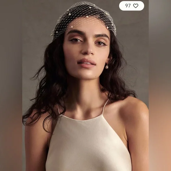 BHLDN Pearl-Embellished Ivory Birdcage Veil - Picture 2 of 5